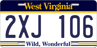 WV license plate 2XJ106