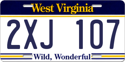 WV license plate 2XJ107