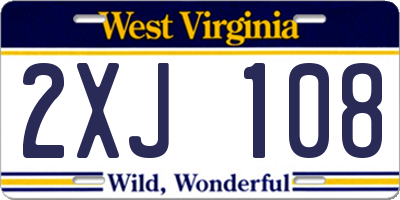 WV license plate 2XJ108