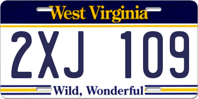 WV license plate 2XJ109