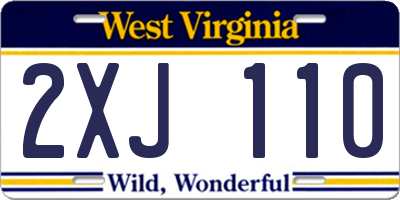WV license plate 2XJ110