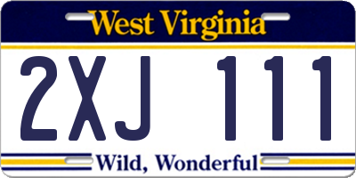 WV license plate 2XJ111