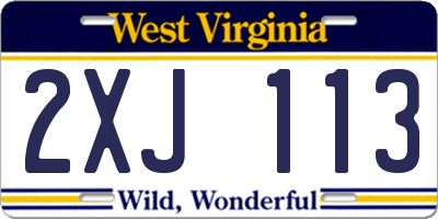WV license plate 2XJ113