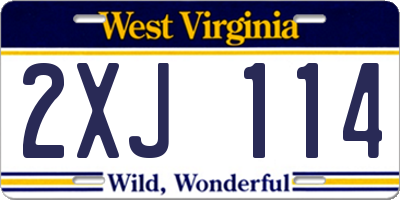 WV license plate 2XJ114