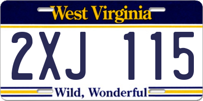 WV license plate 2XJ115