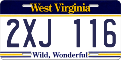 WV license plate 2XJ116
