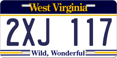 WV license plate 2XJ117