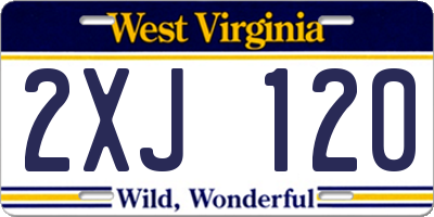 WV license plate 2XJ120