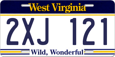 WV license plate 2XJ121