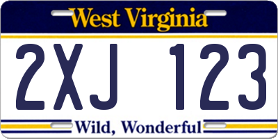 WV license plate 2XJ123