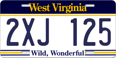 WV license plate 2XJ125
