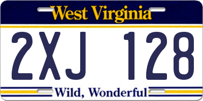 WV license plate 2XJ128