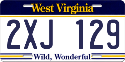 WV license plate 2XJ129