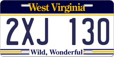 WV license plate 2XJ130