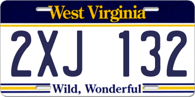 WV license plate 2XJ132