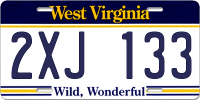 WV license plate 2XJ133