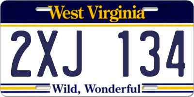 WV license plate 2XJ134
