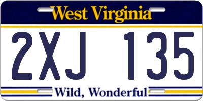 WV license plate 2XJ135