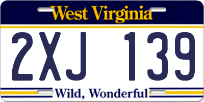 WV license plate 2XJ139