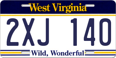 WV license plate 2XJ140