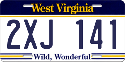 WV license plate 2XJ141