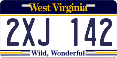 WV license plate 2XJ142