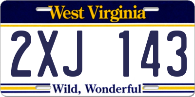 WV license plate 2XJ143