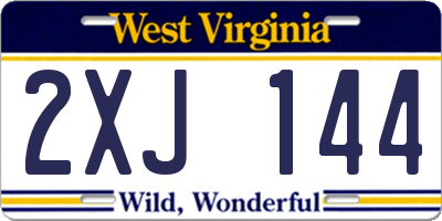 WV license plate 2XJ144