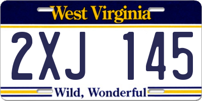 WV license plate 2XJ145