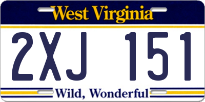 WV license plate 2XJ151