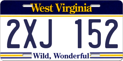 WV license plate 2XJ152