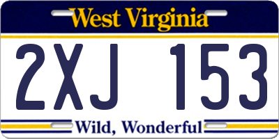 WV license plate 2XJ153