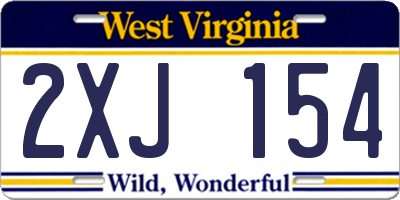 WV license plate 2XJ154