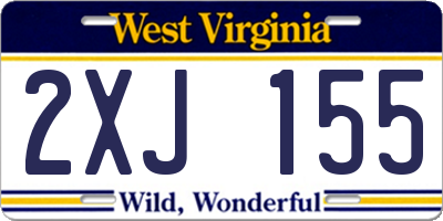 WV license plate 2XJ155