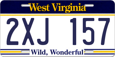 WV license plate 2XJ157