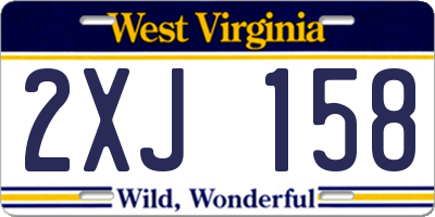 WV license plate 2XJ158