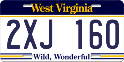 WV license plate 2XJ160