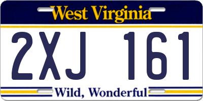 WV license plate 2XJ161