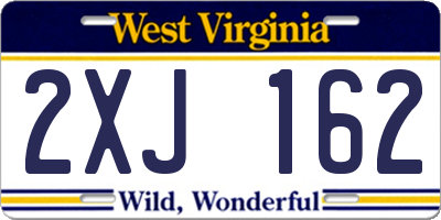 WV license plate 2XJ162