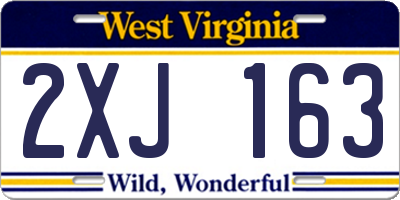 WV license plate 2XJ163