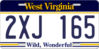 WV license plate 2XJ165