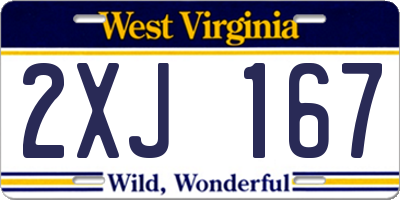 WV license plate 2XJ167