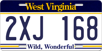 WV license plate 2XJ168