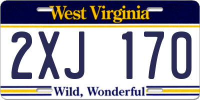 WV license plate 2XJ170
