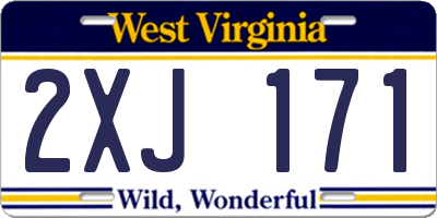 WV license plate 2XJ171