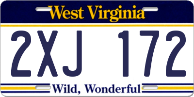 WV license plate 2XJ172