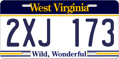 WV license plate 2XJ173