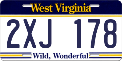 WV license plate 2XJ178