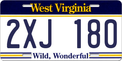 WV license plate 2XJ180