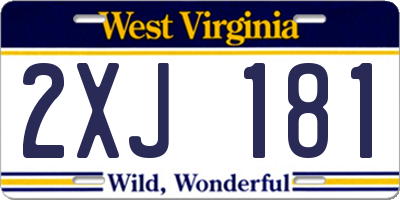 WV license plate 2XJ181